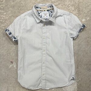 Boy's White and Blue Polka Dot Blouse